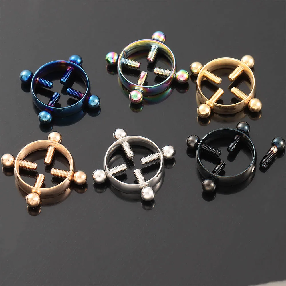 2 Pcs Stainless Steel Round Non Piercing Nipple Ring Shield Body