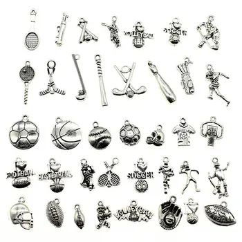

20 Pieces Silver Color Sport Mix Size Pendant Charms Wholesale Bulk Sale Handmade Charms For Diy