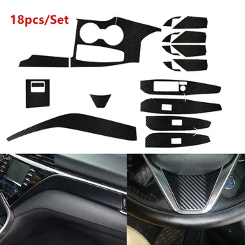 

18pcs/Set 3D Carbon Fiber Black Car Interior Trim Sticker Decoration Styling Protection For Toyota Camry 2018-20 Practical