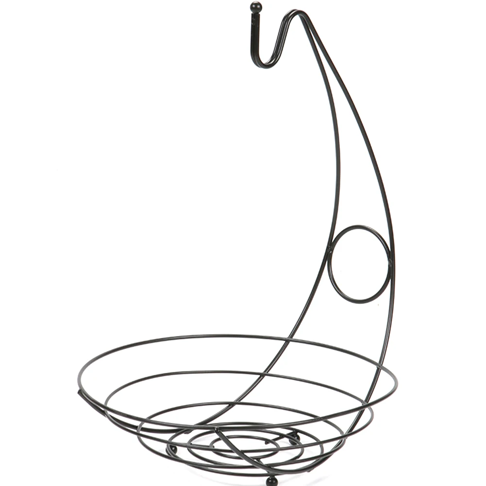 

2 In 1 Desktop Rustproof Home Kitchen Living Room Dinning Decorations Stand Fruit Basket Hanger Banana Hook Bowl Plated Iron