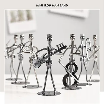 

[HHT] Modern Creative Wrought Iron Art Musician Ornament Mini Iron Man Band Living Room Wine TV Cabinet Bookcase Home Decoration