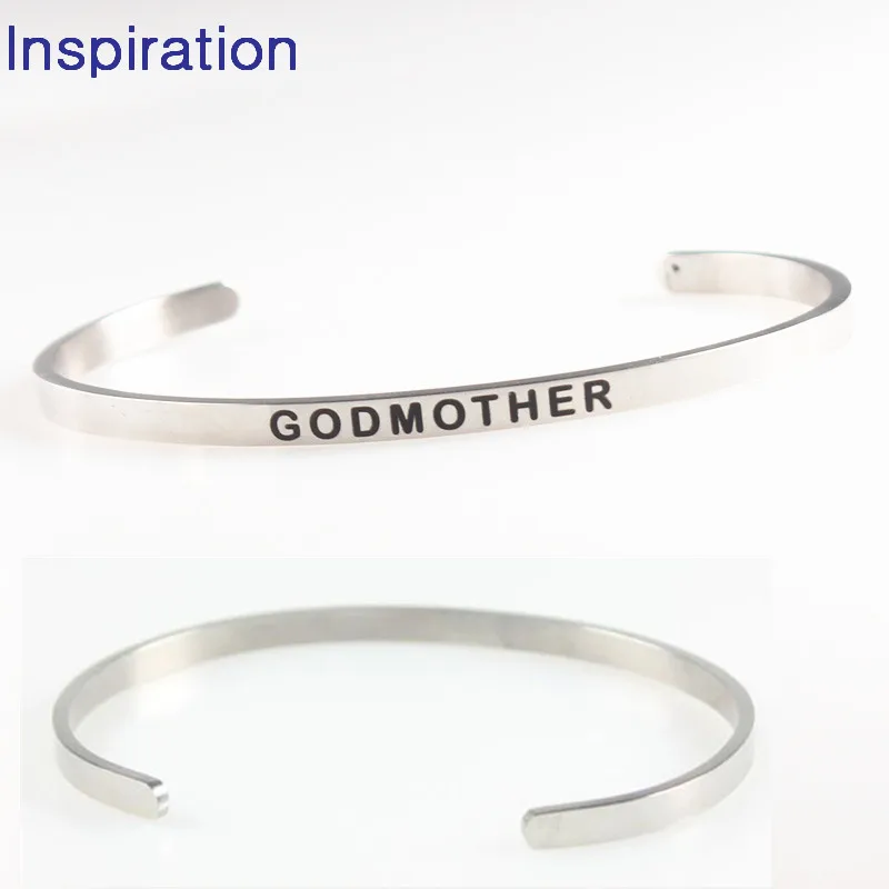316L браслет из нержавеющей стали с лазерной гравировкой GODMOTHER позитивные