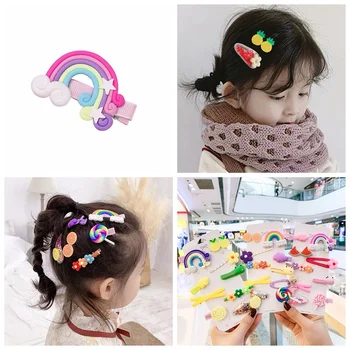 

Multiple Rainbow Lollipop Cute Children Hairpin Set Little Girl Liu Haibin Clip Head Ornaments Duckbill Clip Hair Accessories