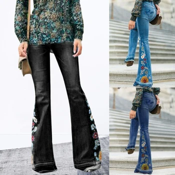 

High Waist Flare Jeans With Pockets 2020 Streetwear Sexy Ladies Trousers Bell Bottoms Skinny Denim Jean Pants 2020