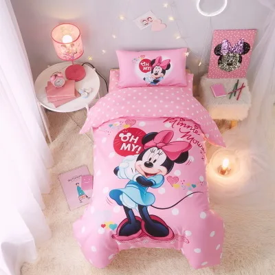 Disney Минни Маус детские наборы постельных принадлежностей Мягкая кроватка хлопок Микки Маус кровать набор пододеяльник наволочка, Чехол на подушку пододеяльник - Цвет: Minnie
