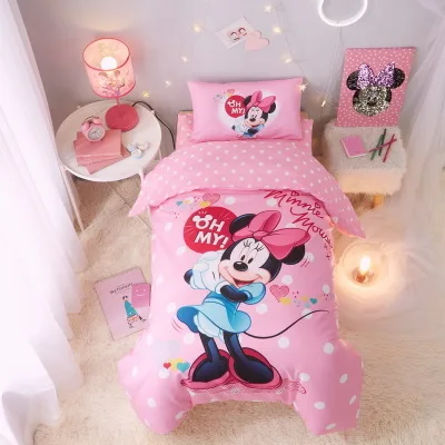Minnie Disney Минни Маус детские наборы постельных принадлежностей Мягкая кроватка хлопок Микки Маус кровать набор пододеяльник наволочка, Чехол на подушку пододеяльник - Цвет: Minnie