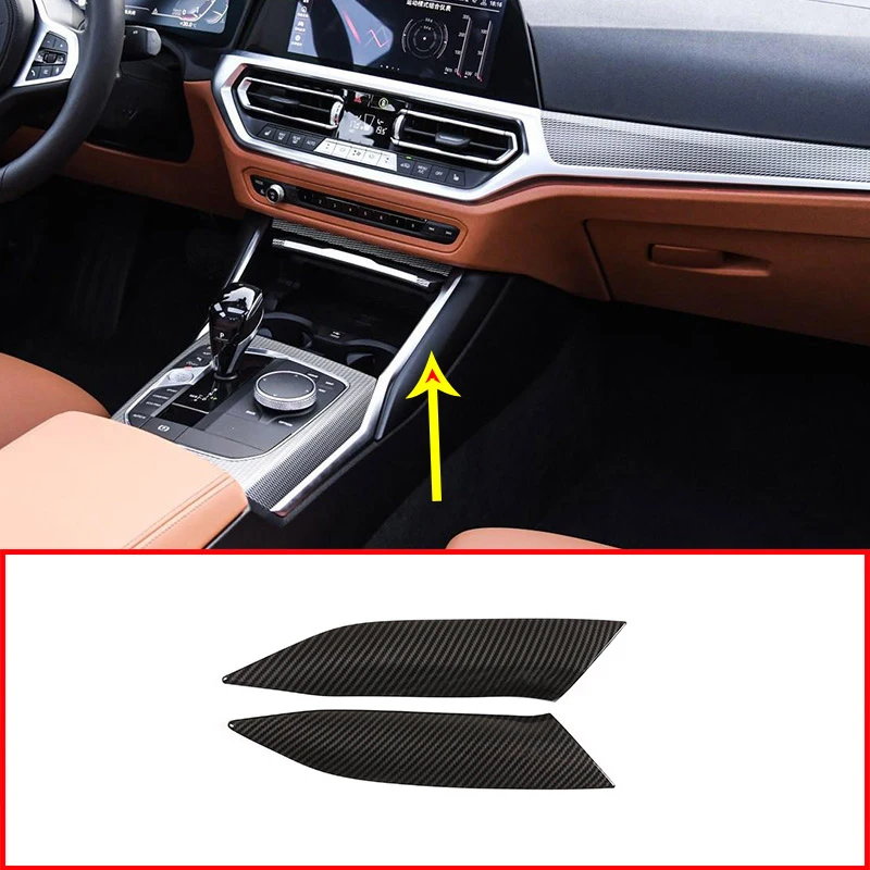 

For BMW 3 Series G20 G28 325li 2019 2020 Car Accessories Carbon Fiber Style ABS Chrome Car Center Console Decoration Trim 2pcs