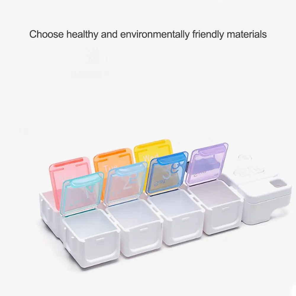 

7 Compartments A Week Storage Portable Pill Box Portable Sealed Moisture-Proof Sub-Packing Electronic Timing Reminder Smart Pil