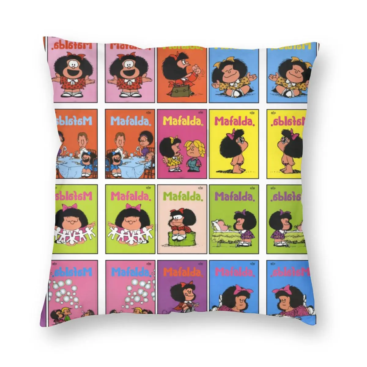 

Mafalda Poster Throw Pillow Cover Throw Pillow Quino Argentina Cartoon Funny Pillowcase