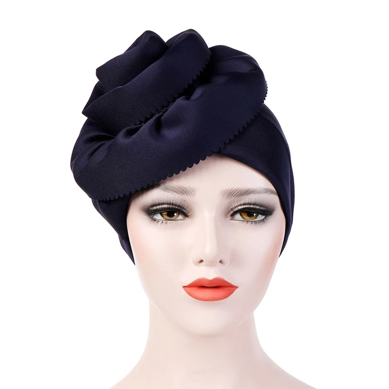 Ethnic Knotted Turban Hat Stretch Chemo Cap Muslim Women Bandana Headwrap