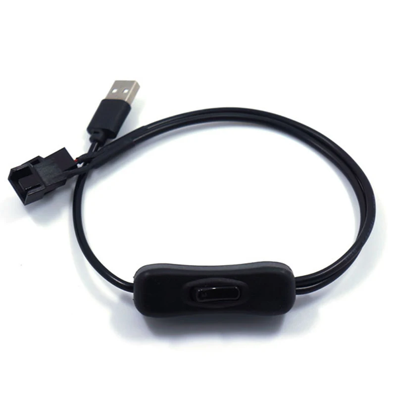 

Copper USB To 4-Pin 2 Way Swith Connector Adapter Cable For 5V Computer PC Fan