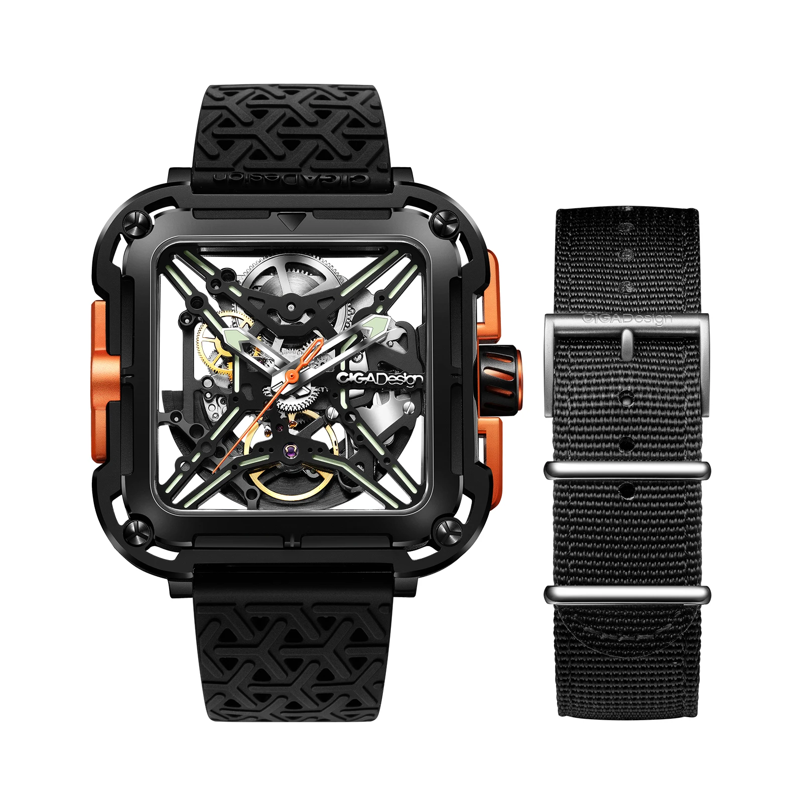 ciga design x series watch automatic mechanical stainless steel unique skeleton wristwatch with silicone and nylon strap mechanical watches aliexpress