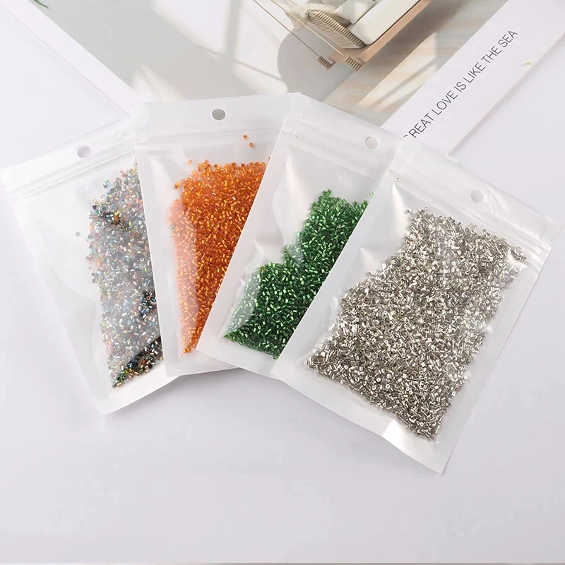 1000 개/가방 1.5mm 유리 튜브 실버 DIY 씨앗 구슬 투명 유리 나팔 Seedbeads 공예 보석 봉제 의류 액세서리