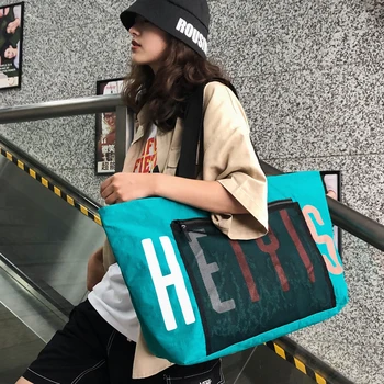 

Street trend satchel men's tide brand shoulder bag large capacity letters printed waterproof handbag leisure
