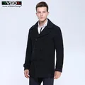 Мужские пальто высокого качества,, модные мужские пальто из искусственной кожи, короткие кожаные куртки с воротником из меха енота