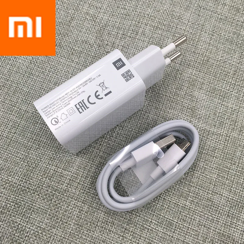 Xiao mi 9 SE 18 Вт быстрое зарядное устройство QC 3,0 Быстрая Зарядка адаптер питания USB 3,1 type c кабель для mi 8 9t cc9 F1 redmi note 7 - Тип штекера: EU and micro cable