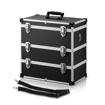 

3 Layer Portable Multi-Purpose Tool Box Case Hard Carrying Case with Handle Strap Large Storage Box Container Outdoor Suitcase