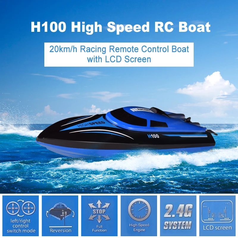 TKKJ H100 высокая скорость RC лодка 1:36 2,4 г 4CH 20 км/ч гоночный пульт дистанционного управления лодка с ЖК-экраном для детей игрушки Детский подарок