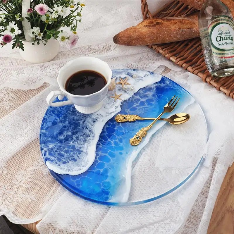 Round Rectangle Handle Tray Coaster Silicone Mold Resin Molds For DIY Crystal Epoxy Resin Coaster Home Decoration Resin Crafts afbeelding