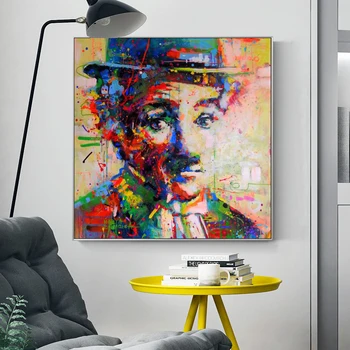 

Watercolor Abstract Portrait Painting on Canvas Wall Art Posters and Prints Joker Chaplin Picture for Living Room Decor No Frame