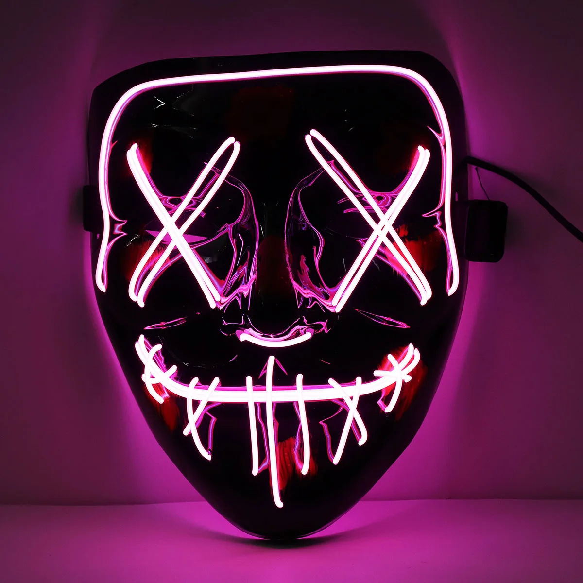 Pink Новейший светодиодный EL Mask тушь для ресниц светящаяся маска для голосового контроля светильник страшная маска Карнавальный костюм для вечеринки подарок на день рождения на Хэллоуин - Цвет: Pink