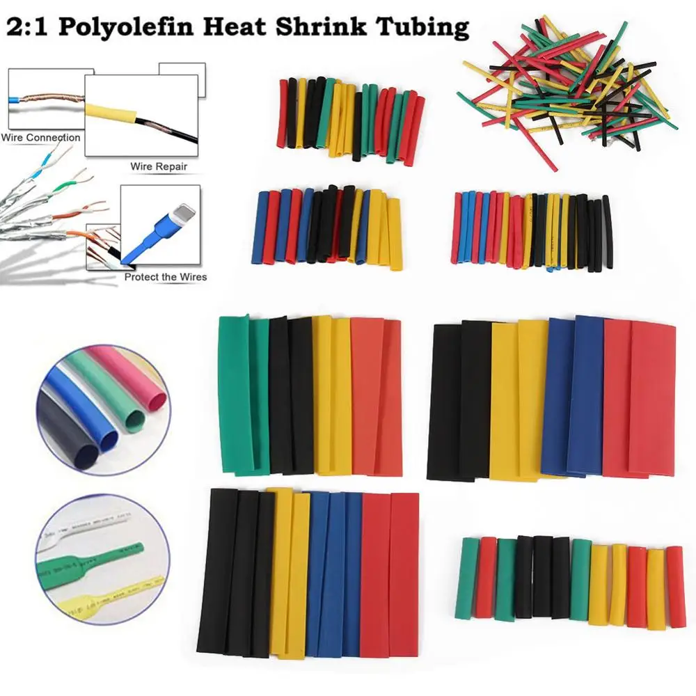

New 164pcs Set Polyolefin Shrinking Assorted Heat Shrink Tube Wire Cable Insulated Sleeving Tubing Set NE