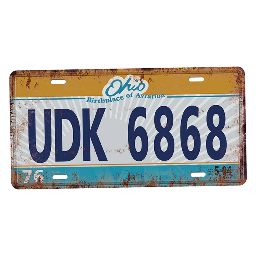 Various Car License Plate Retro Metal Sign Wall Plaque Home Bar Coffee Shop Decor