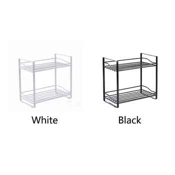 

Durable Seasoning Bottle Countertop Stand Shelf Storage Saving Space Spice Rack Organizer Iron Art Holder 2 Tier Kitchen