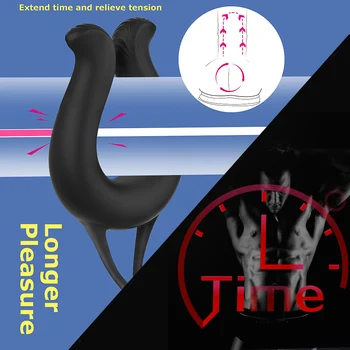 9 Modes Vibrating Penis Massager Ring Dildo Sex Toys for Men Scrotum Massager Male Chastity Cage Testicle Bondage Vibrators 4