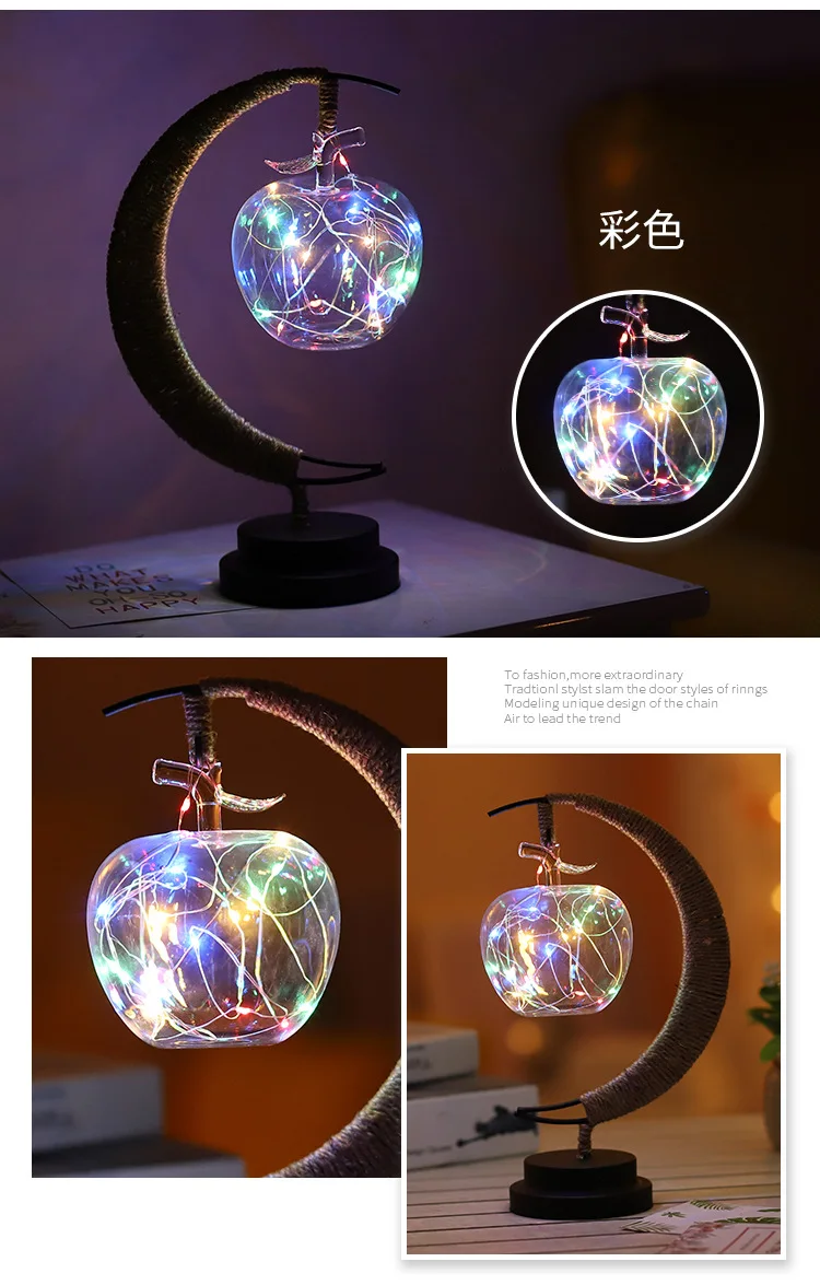 Led Moon Light Wrought Iron Ornaments Lights Star Shape Copper Wire Lights Ins Wind Decorative Lights Usb Battery Models QW227 (5)