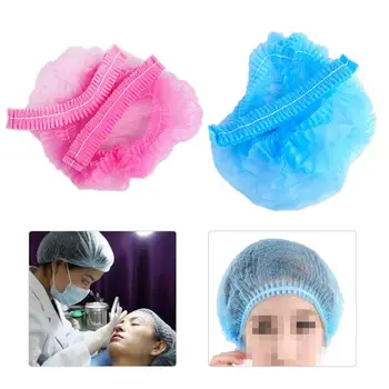 Günstig 100PCS Doppel Band Non-woven Einweg Dusche Caps Plissee Anti Staub Hut Frauen Männer Bad Für Spa Haar Salon Schönheit Zubehör