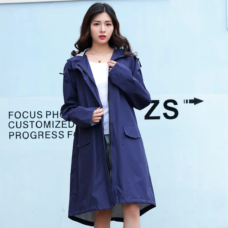 Stylish Waterproof Nylon Raincoat Women Transparent Outdoor Ladies Hooded Long Overall Vinyl Regenpak Dames Rain Poncho | Дом и сад