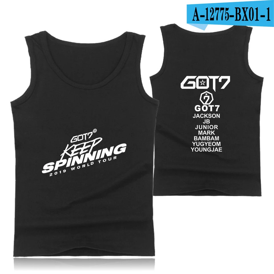GOT7 мир Тур 2D Kpop жилет Топ мужской летний жилет без рукавов Мода модный тренд Повседневная одежда жилет - Цвет: Black