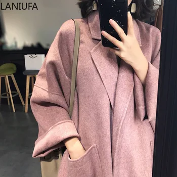 

2019 Autumn Winter Women Coat Wide Lapel Loose Warm Outwear Women Female Casual Jumper Ladies Loose Coat Women Wool Coat P126