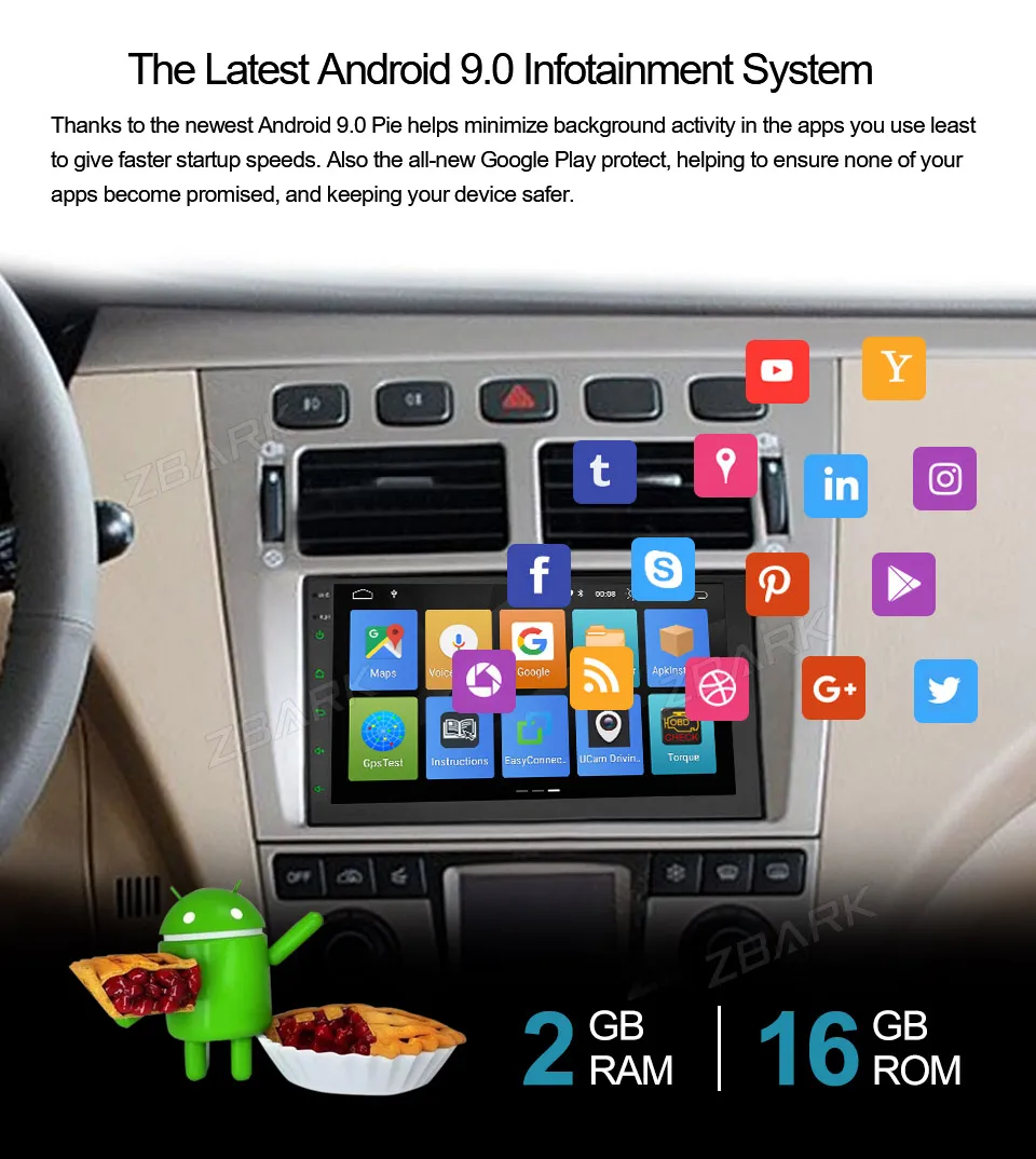 Sale 2GB RAM Universal Android 9.0 Double 2 Din 7 inch  Quad Core GPS Navigation Car Stereo radio Player  YHTY7003A 2