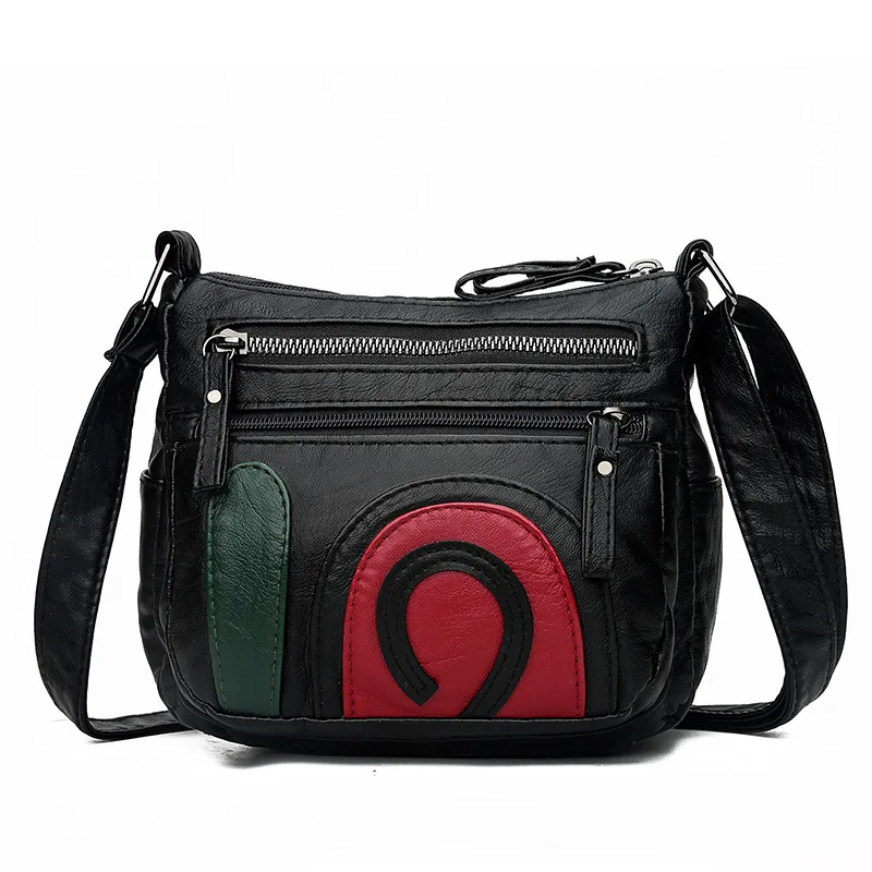 

New Style Light Pu Soft Leather Multi-functional Travel Bag Versatile Casual Contrast Color-Style Crossbody Bag