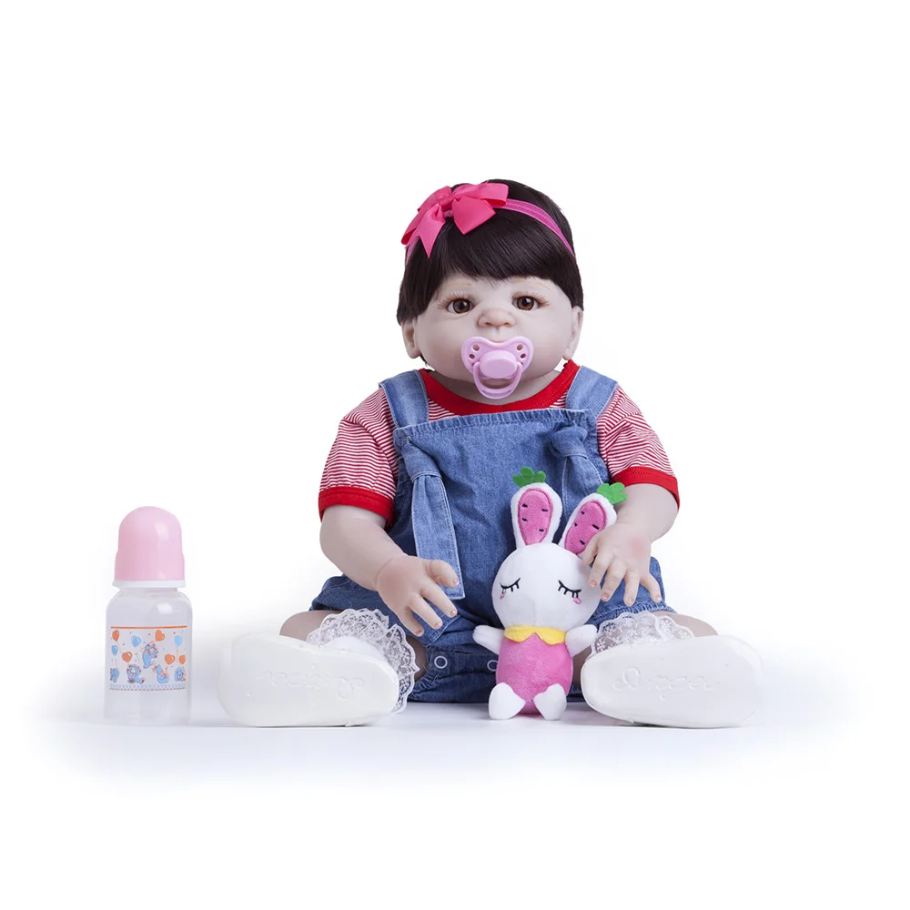55 см полностью силиконовая кукла Reborn Baby Doll игрушка Bebe 22 дюйма новорожденная