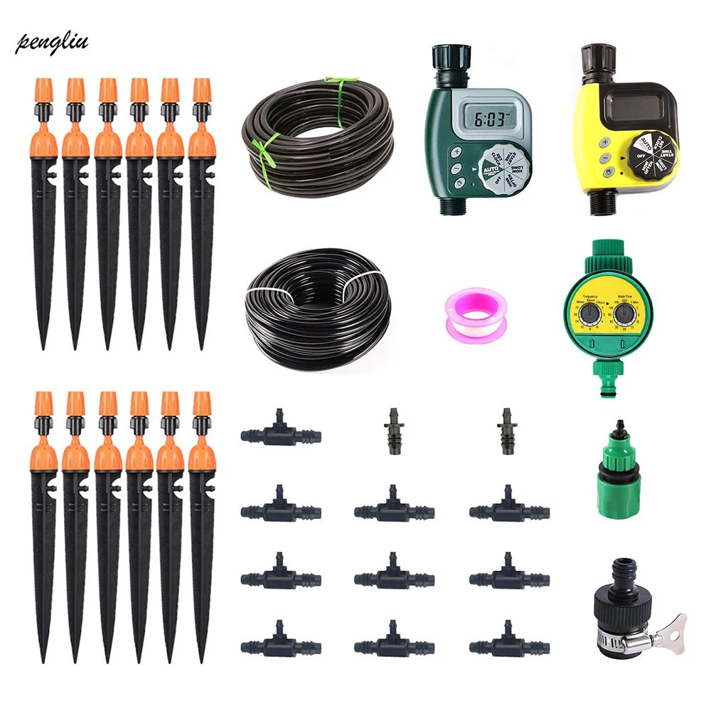 

DIY Automatic Micro Drip Irrigation kit/set 8/11mm/10M and 4/7mm/20M Watering Hose Kits With Adjustable Dripper System IT066