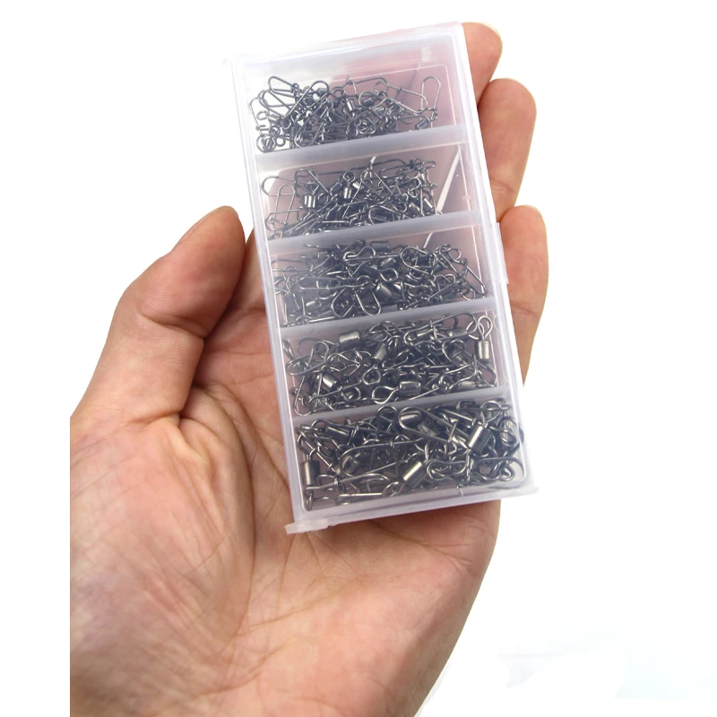 100pc/box Stainless Steel Fishing Connector Pin 4# 6# 8#10#12# Bearing Rolling Swivel with Snap Fishhook Lure Accessories PJ202 fishing accessories fishing tackle fishing tools fishing tool fishing swivels fishing line connectors