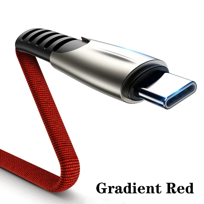 Кабель usb type-C для samsung S10 S9 S8 Быстрая зарядка 3,0 Быстрый кабель type-C для мобильного телефона USB C для Xiaomi Mi9 Redmi Note 7 8 шнур - Цвет: Gradient Red