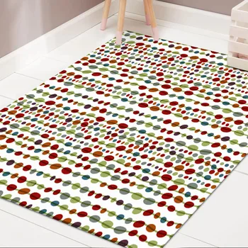 

-Style Modern Minimalist Red and Green Color Dots Living Room Bedroom Kitchen Bedside Carpet Mat