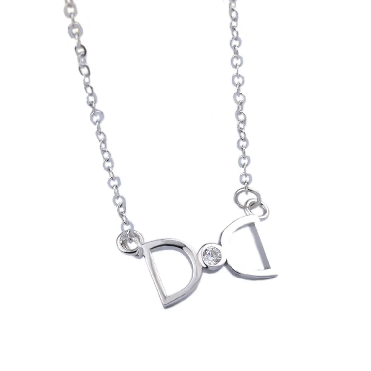 Sterling 999 Silver Pendant From The Stars with Your Double D Bow Letter Lady Clavicle Necklace Jewelry