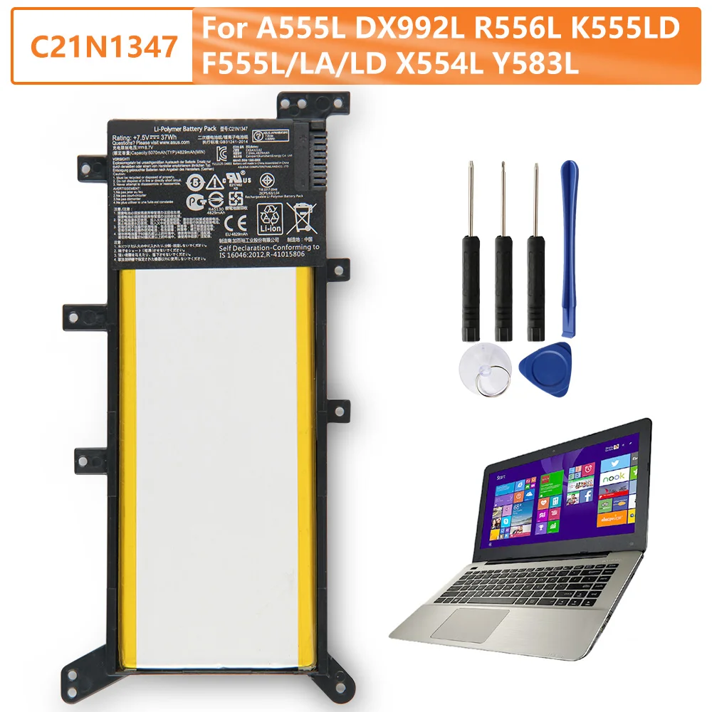 

Authentic Replacement Battery C21N1347 For Asus F555L VM590L W519L VM510L FL5600L FL5800L W509L X554L FL5500L DX992L 5070mAh
