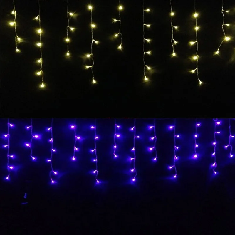 96Leds Garden Curtain Icicle String Lights 4M EU Garland 0.6 Droop Outdoor Icicle Lamp Holiday Wedding Party Festival Home Decor (11)
