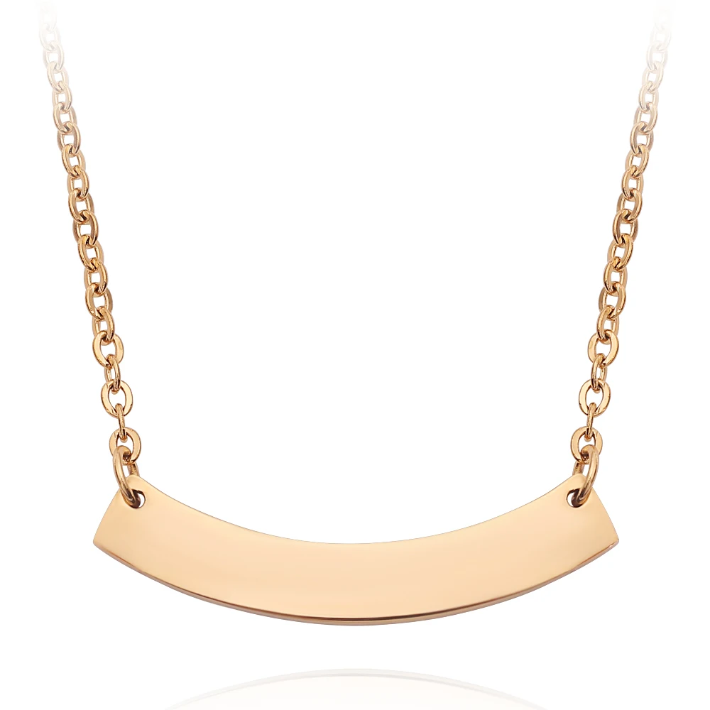 

Private Custom Necklace Personalized Name Letter Date Necklaces Gold Stainless Steel Curved Tag Shape Pendant Jewelry For Couple