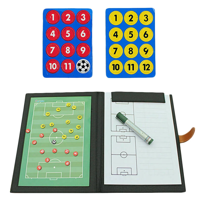 Coaching Board Foldable Football Tactic Board Magnetic Soccer Plate Book Set with Pen Clipboard Football Supplies