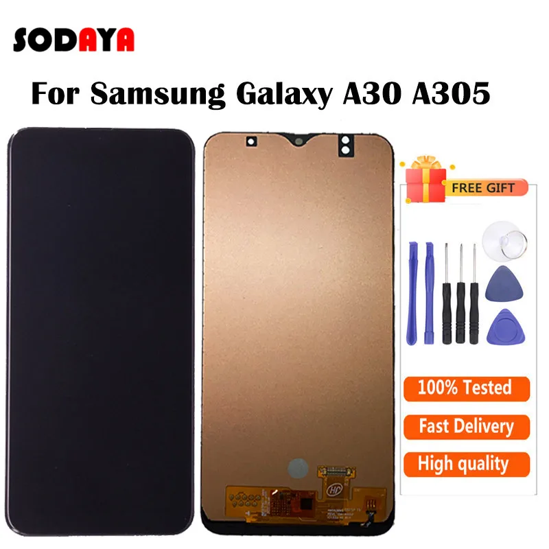 Супер AMOLED для Samsung Galaxy A30 A305/DS A305F A305FD A305A ЖК дисплей + сенсорный экран дигитайзер