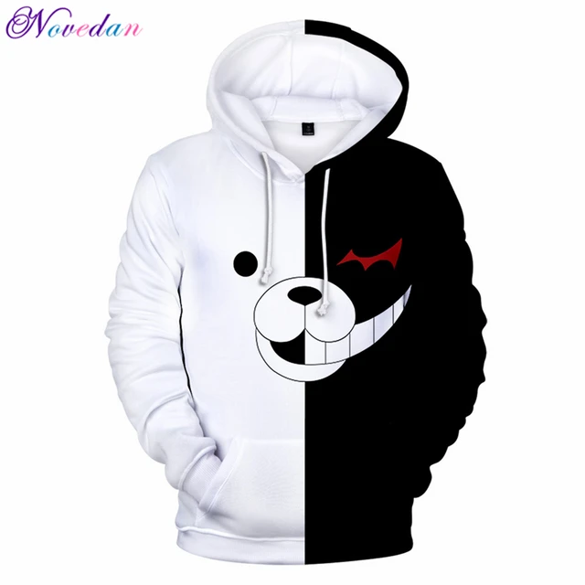 Frog Hoodie Sweatshirt Black White Bear Long Sleeve 2