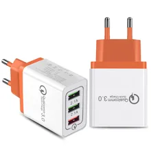 USB зарядное устройство 30 Вт 3 USB порта быстрое зарядное устройство QC 3,0 USB настенное зарядное устройство с европейской вилкой AC адаптер питания для путешествий для iPhone/Samsang 19 октября