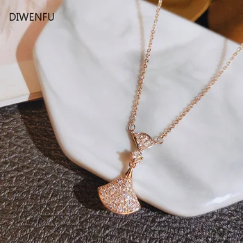 

14K Rose Gold Diamonds Necklace Pendant for Women Natural Pierscionki Bijoux Femme Chain Necklace Naszyjnik Jewelry Joyas